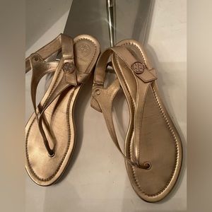 Tory Burch rose gold thong sandals